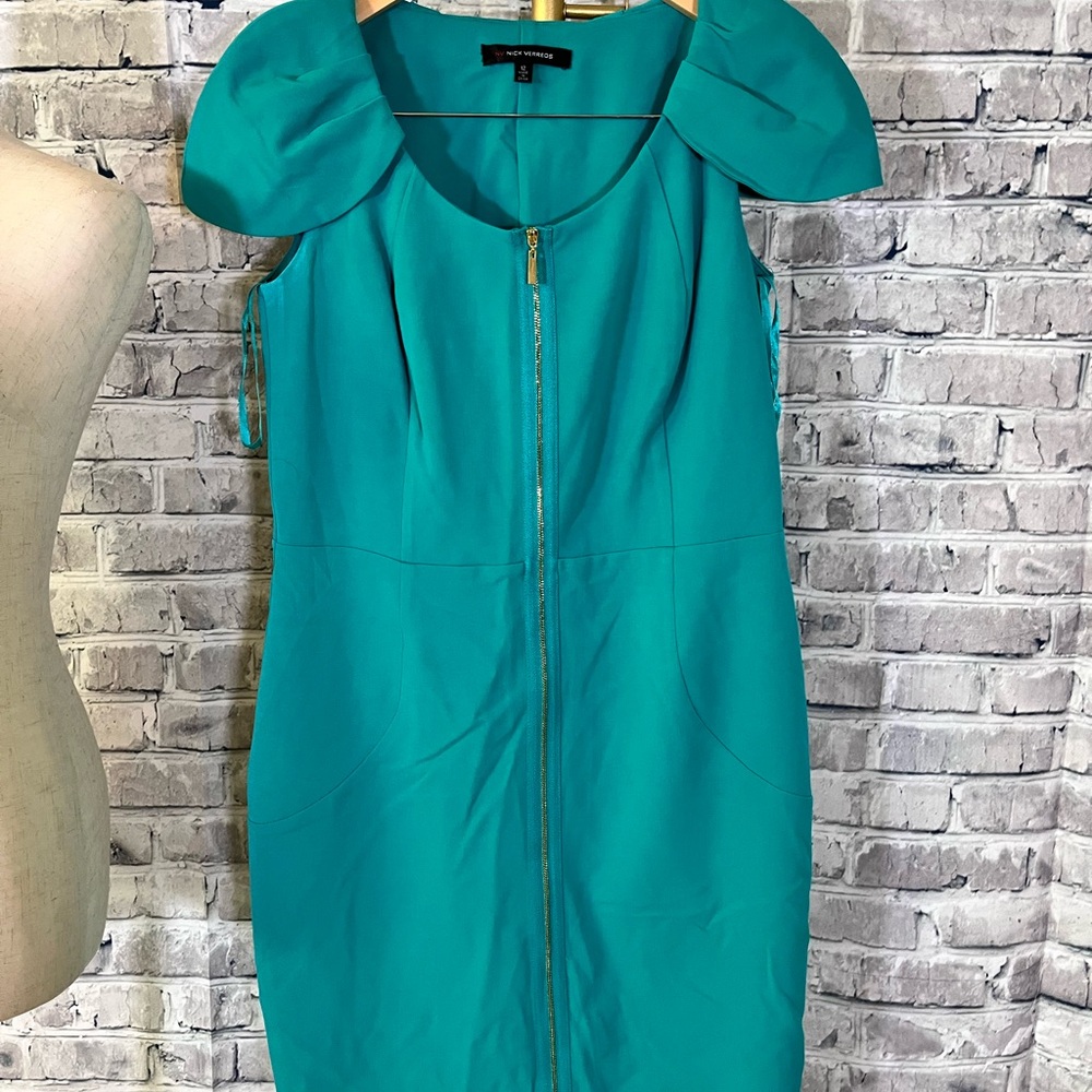 Chic Turquoise Mini Dress with Cap Sleeves